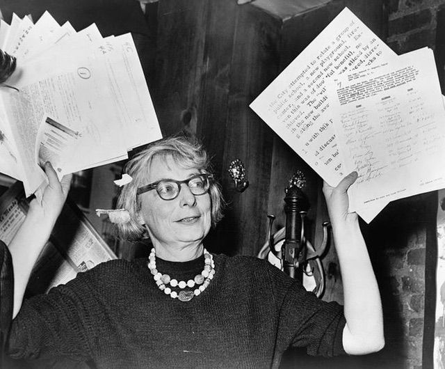 Jane Jacobs at a Committee to Save the West Village press conference, 1961. Photo courtesy of Wikimedia Commons
